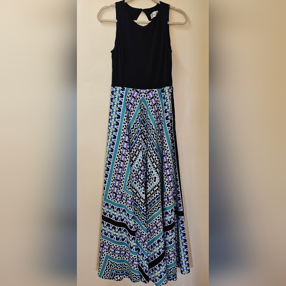ELIZA J Geometric Print Jersey TopSkirt Maxi Dress  Size 8